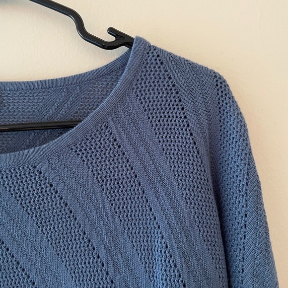 3/ $25 LP- a.n.a Robin's Egg Blue Long Sleeved Woman's Knit Design Top Sweater - Picture 2 of 4